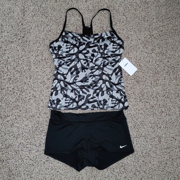 Nike Racerback Piece Swimwear Set Tankini Swimsuit Top